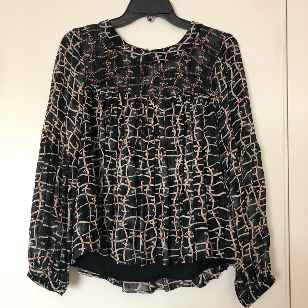 💕 free with purchase - Velvet by Graham & Spencer beaded navy blue blouse